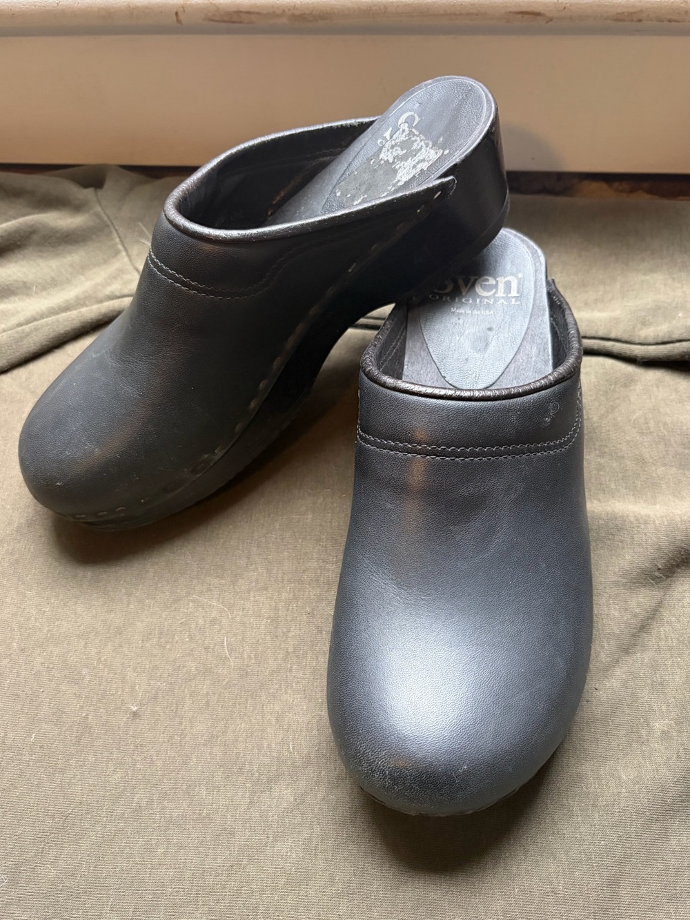 Sven Leather Wooden Clog Mule